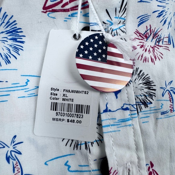 NWT Free Planet Mens Size XL Sailing Americana Short‎ Sleeve 100% Cotton Shirt - Picture 8 of 13